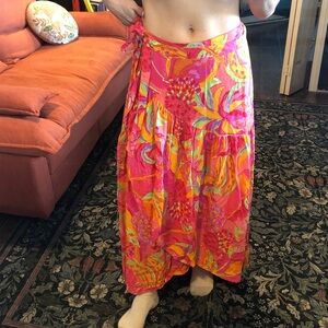 RACHEL Rachel Roy Pink and Orange Floral Maxi Skirt